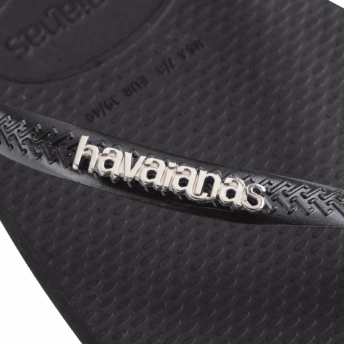 Alternative view of Women's Slim Square Logo Metallic Flip Flops